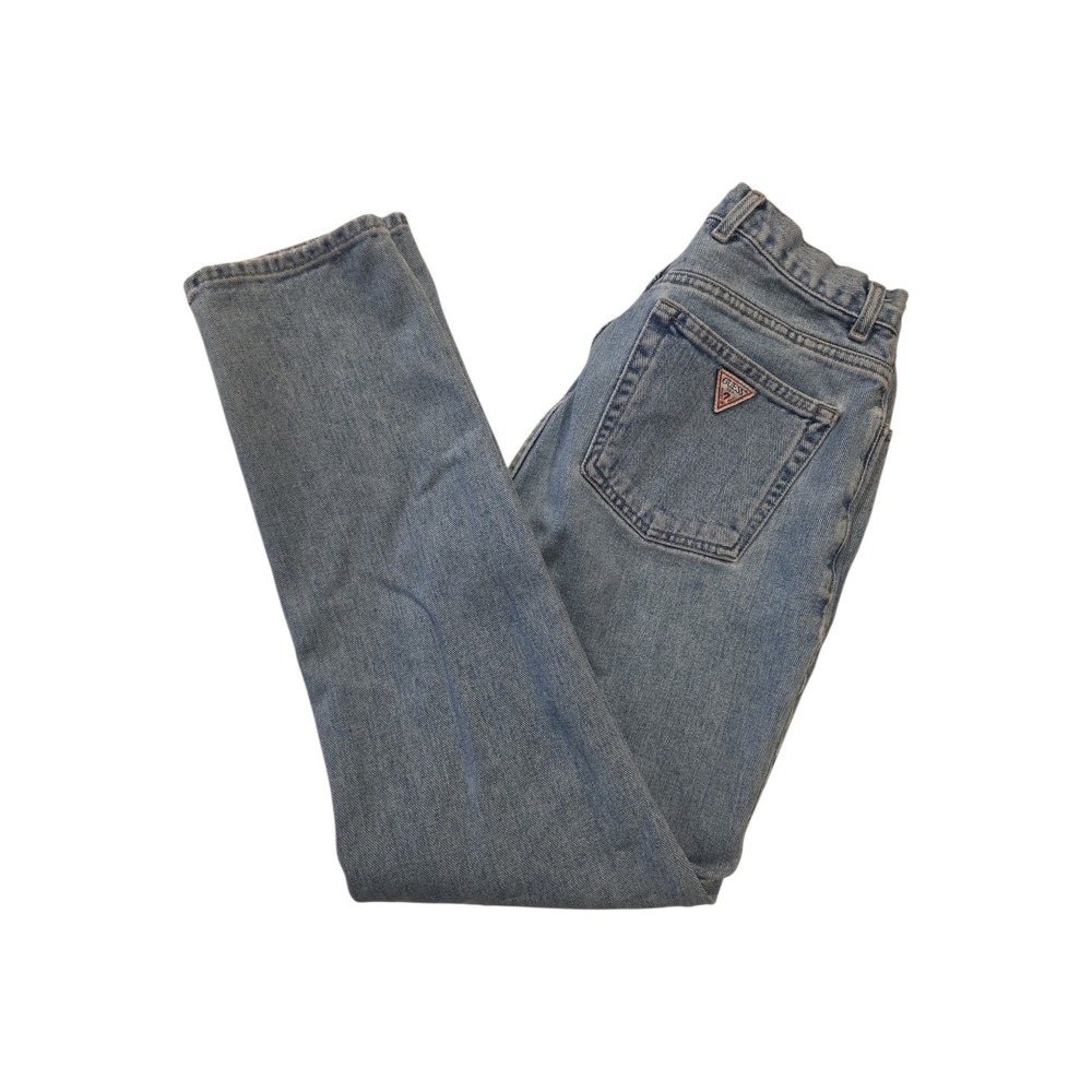 VTG 90s Guess USA Jeans Womens 30 Light Wash Tapered Leg Denim 27x30 Distressed